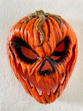 Spirit Halloween Evil Jack O Lantern Scary Pumpkin Costume Face Mask